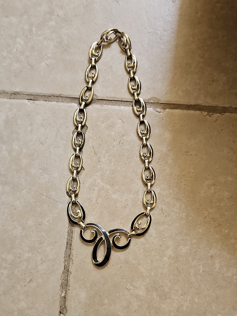 Avon Gold-Tone Linked Necklace with Scroll Motif